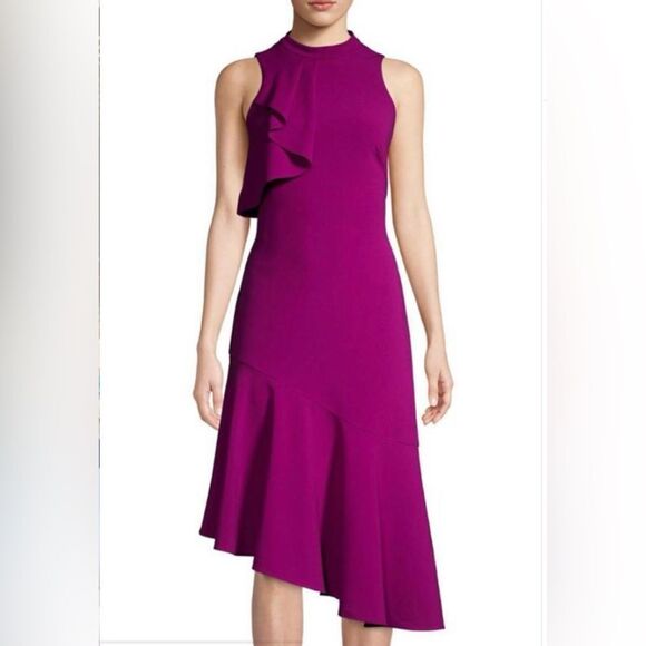 Parker Black Label Asymmetric Ruffle Dress 4 - Picture 1 of 5